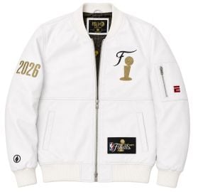 NBA Finals Leather Jacket 2026 White Official ESPN Merch at ESPN