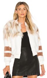 NBD The Bella Faux Fur Bomber in Ivory  amp  Blush from Revolve com at Revolve