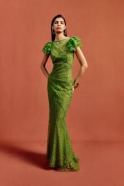 NEPHELE MAXI DRESS IN SPRING GREEN LACE DE LA VALI OFFICIAL at De La Vali
