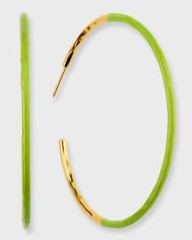 NEST Jewelry Green Dip Hammered Skinny Hoop Earrings at Neiman Marcus