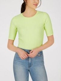 NEW 525 America Womenaposs Lime Green Ribbed Knit Neon Half Sleeve Top XS S M L at eBay