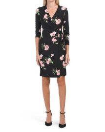 NEW ANNE KLEIN BLACK FLORAL FAUX WRAP BELTED SHEATH DRESS SIZE 10 12 14 SIZE 16 eBay at eBay