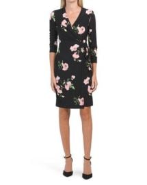 NEW ANNE KLEIN BLACK PINK FLORAL CAREER FAUX WRAP SHEATH DRESS SIZE 14 119 eBay at eBay