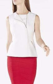 NEW BCBG MAX AZRIA WHITE MALLARY ZIPPER POCKET VEST IZD4I028S426A SZ L eBay at eBay