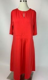 NEW Landsapos End Coral Orange Pink Keyhole Half Sleeve Stretch Dress Large L eBay at eBay