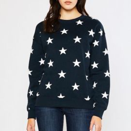 NEW Soft Brushed Fleece Navy Blue White Star Print COZY Pullover Sweatshirt Top eBay at eBay