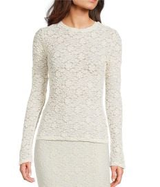 NIA Knit Lace Long Sleeve Coordinating Top Dillardx27s at Dillards