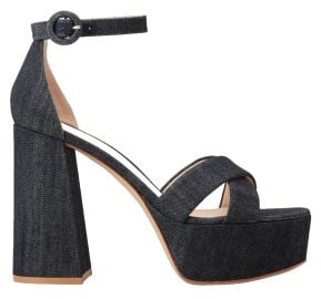 NIB Gianvito Rossi Sheridan Blue Denim Crisscross Platform Sandal Pumps 42 $1195 at eBay