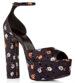 NIB Saint Laurent YSL Jodie Black Floral Polka Dot Platform Sandals Pumps 395 eBay at eBay