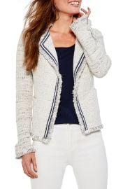 NIC+ZOE Ribbon Trim Open Front Tweed Jacket in Butter  at Nordstrom