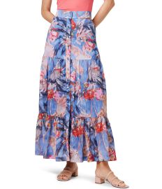 NIC ZOE Dreamscape Floral Print Tiered Button Front A-Line Maxi Skirt Dillardx27s at Dillards