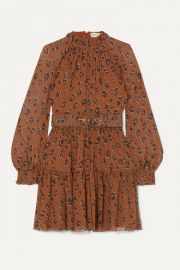 NICHOLAS - Belted ruffled leopard-print silk-chiffon mini dress at Net A Porter