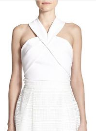 NICHOLAS - Origami-Paneled Ponte Cropped Top in White at Saks Fifth Avenue