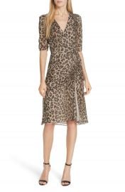 NICHOLAS Ruched Leopard Print Silk Dress   Nordstrom at Nordstrom