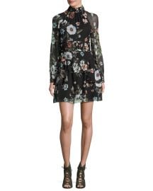 NICHOLAS Vintage Floral High-Neck Mini Dress at Neiman Marcus