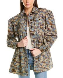 NICOLE MILLER CAMO RIPSTOP SMOCKED WAIST JACKET  at Shop Simon