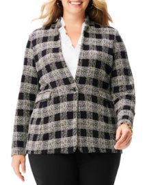 NICZOE Plus Perfectly Plaid Knit Blazer Bloomingdales at Bloomingdales