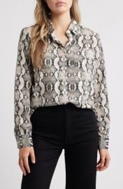 NIKKI LUND Annika Snakeskin Print Button-Up Shirt at Nordstrom