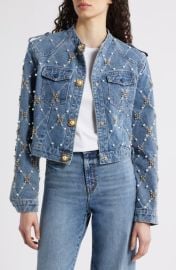 NIKKI LUND Leyana Embellished Denim Jacket at Nordstrom