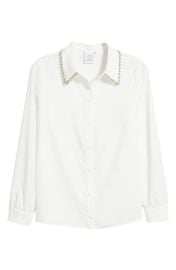 NIKKI LUND Sylvi Rhinestone Collar Shirt at Nordstrom