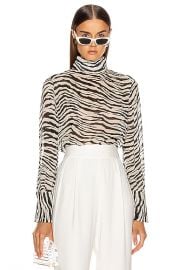 NILI LOTAN Mock Neck Top in Ivory Tiger Print   FWRD at Forward