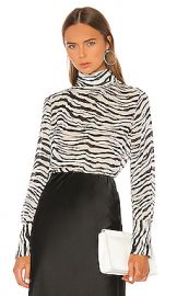 NILI LOTAN Mock Neck Top in Ivory Tiger Print from Revolve com at Revolve