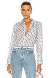 NILI LOTAN NL Shirt in Blue   White Paisley   FWRD at Forward