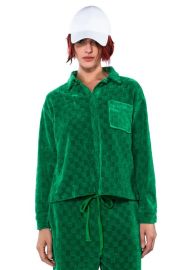 NINA TEXTURED BUTTON DOWN SHIRT in GREEN at Shop Akira