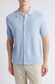 NN07 Nolan 6577 Knit Short Sleeve Button Up Shirt at Nordstrom