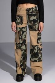 NO HEART PATCHWORK CAMO PANT IN BROWN MULTI at Shop Akira