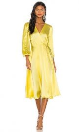 NONchalant Wrap Silk Midi Dress in Yellow from Revolve com at Revolve