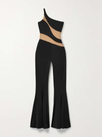 NORMA KAMALI Snake one-shoulder mesh-paneled stretch-jersey jumpsuit NET-A-PORTER at Net a Porter