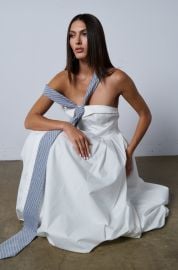 NOT YOUR BOYFRIENDS SHIRT POPLIN MIDI DRESS WITH TIE AKIRA at Akira