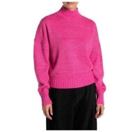 NSR Sweaters Nsr Pink Metallic Mock Neck Ribbed Sweater Poshmark at Poshmark