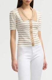 NVLT Stripe Short Sleeve Cotton Blend Sweater at Nordstrom Rack