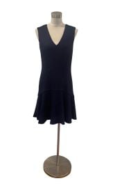 NWOT Ann Taylor Navy boiled wool v neck flounce sheath dress 6 eBay at eBay