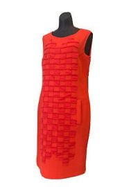 NWOT Oscar de la Renta bright red ribbon Embellished Shift dress size 10 eBay at eBay