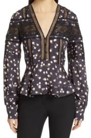NWOT SELF-PORTRAIT DITSY FLORAL PRINT JACQUARD PEPLUM TOP BLOUSE UK8 US4 eBay at eBay
