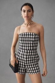 NWT ANTHROPOLOGIE HUTCH STRAPLESS TWEED CORSET ROMPER JUMPSUIT PINK BLACK 8 eBay at eBay