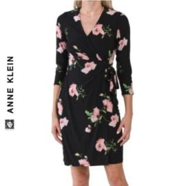 NWT Anne Klein Floral Print V-Neck Wrap Mini Dress 8 10 eBay at eBay