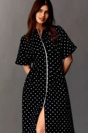 NWT Anthropologie EXQUISE TOBIE MIDI SHIRT DRESS BLACK amp WHITE POLKA DOT L eBay at eBay