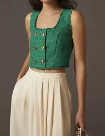 NWT Anthropologie Maeve Green Tweed Vest Cropped Tank Short Size 8 eBay at eBay