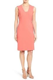 NWT BOSS by Hugo Boss Dasala V-Neck Sheath Dress Thulian Pink Orange 575 10 eBay at eBay