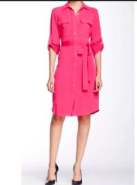 NWT Calvin Klein Hibiscus Pink Roll Sleeve Button Down Jersey Shirt Dress 12 eBay at eBay