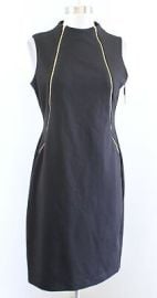 NWT Calvin Klein Solid Black Mock Neck Zipper Accent Sheath Dress Size 8 Career eBay at eBay