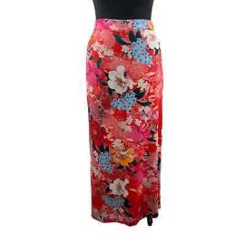 NWT Cara Cara Taylor Skirt Japanese Floral Red Pink Straight Maxi Side Zip apos22 S eBay at eBay