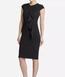 NWT DKNY Women Ruffled Cap Sleeves Sheath Dress Size 2 Black 129 eBay at eBay