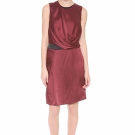 NWT Helmut Lang Quantum Drape Overlap Red Corsa Sleeveless Dress Satin Crepe eBay at eBay