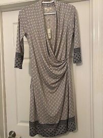 NWT Max Studio Women Black White Print Faux Wrap Plunge Dress S Small New 98 eBay at eBay