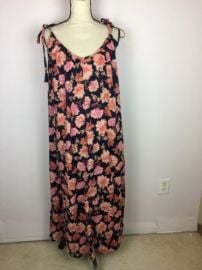 NWT Old Navy Maxi Tank Dress XL Womans Navy Pink Floral V-Neck Tassel Tie Straps eBay at eBay